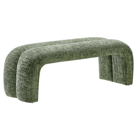 Oakestry Dax 50.5" Chenille Upholstered Accent Bench, Modern Decorative Bench with Solid Wood Frame and Dense Foam Padding, Basil