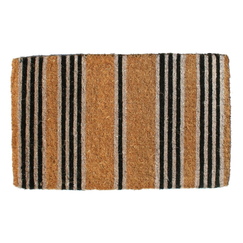 Oakestry Printed Coir Doormat Black Stripes 18 x 30 Inch Natural Coconut Fiber Entry Mat Non Slip Backing Durable Indoor Outdoor Front Door Porch Dirt Trapper Modern Welcome Rug