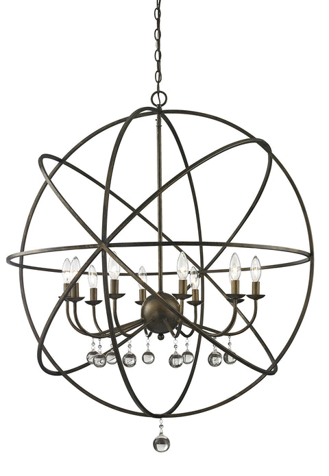 Oakestry 10-Light Chandelier Antique Silver Sphere Design Crystal Accent Modern Ceiling Light for Dining Room Foyer Living Room Kitchen