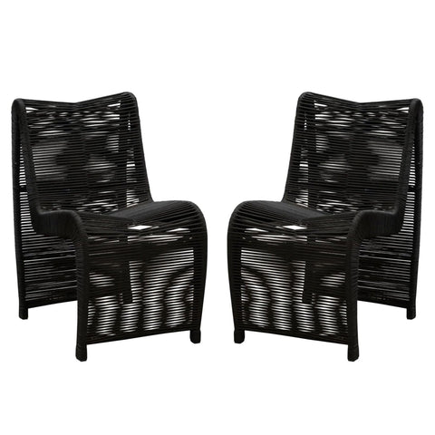 Lorenzo Rope Outdoor Patio Chairs, Set of 2 - Black