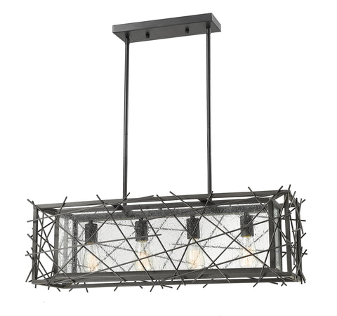 Oakestry Vertical 5-Light Linear Chandelier – Matte Black & Brushed Nickel Steel Frame, Cube Shades, Medium Bulbs, Modern Architectural Pendant