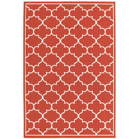 Oakestry Trellis Area Rug Red/Ivory, Indoor Carpet for Living Room Bedroom, Stain Resistant, Easy Care Durable Rug
