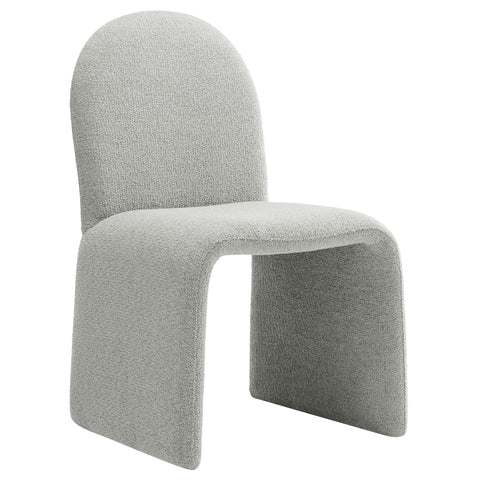 Oakestry Junia Boucle Upholstered Arch Armless Dining Chair Modern Curved Back Accent Seating Soft Boucle Fabric Cushioned Seat Solid Wood Frame Dining Living Room Furniture