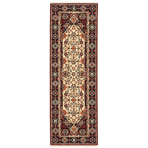 Oakestry Oriental Runner Rug Red/Ivory, Traditional Indoor Hallway Carpet, Soft Durable Feel, Entryway Runner Rug