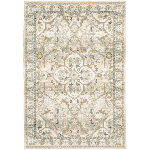 Oakestry Oriental Area Rug Beige/Ivory, Traditional Indoor Carpet, Soft Comfortable Feel, Stain Resistant Entryway Rug