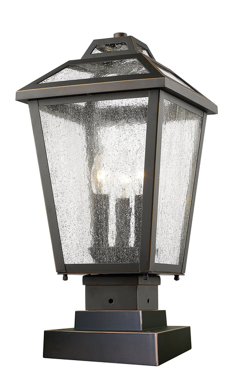 Oakestry Outdoor Post Light 3 Light Pier Mounted Fixture Oil Rubbed Bronze Aluminum with Clear Seedy Glass, Exterior Lantern for Gate, Fence, Patio and Landscape Lighting