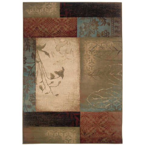 Oakestry Geometric Area Rug Beige/Green, Modern Indoor Carpet, Soft Durable Feel, Stain Resistant Living Room Bedroom Rug