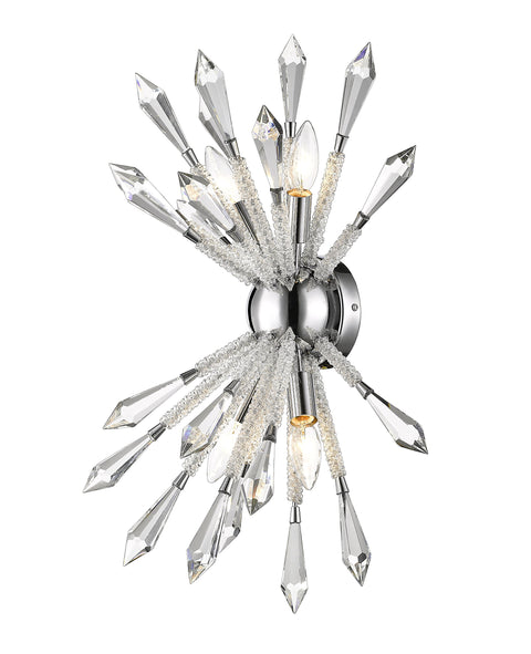 Oakestry 4 Light Wall Sconce Chrome Finish with Clear Crystal Accents, Iron Construction Modern Decorative Wall Lamp for Living Room, Bedroom, Hallway and Interior Lighting