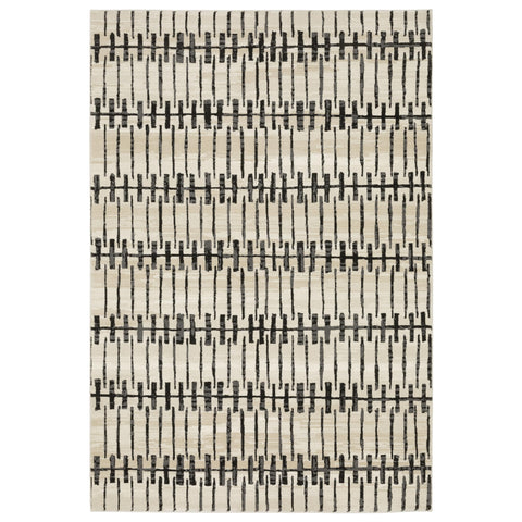 Oakestry Geometric Area Rug Beige/Black, Modern Indoor Carpet, Durable Design for Living Room Bedroom, Easy Care
