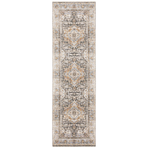 Oakestry Vintage Runner Rug Grey/Blue, Indoor Hallway Carpet, Soft Durable Feel, Stain Resistant, Easy Care Entryway Rug