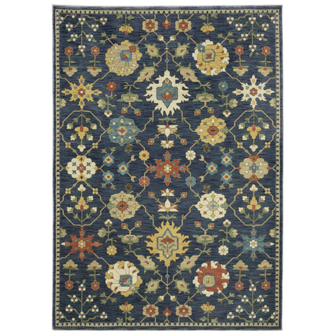 Oakestry Oriental Area Rug Blue/Gold, Traditional Indoor Carpet, Stain Resistant, Easy Care, Durable Entryway Accent Rug