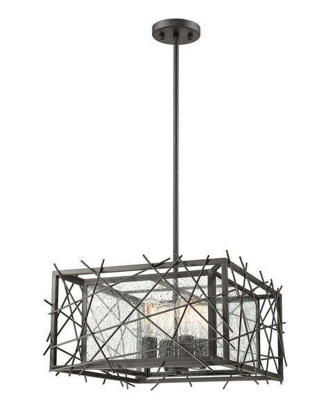 Oakestry 4 Light Chandelier Bronze Steel Water Droplet contemporary rustic transitional Ceiling Lighting Fixture for Bedroom Dining Room Dinette Foyer Hallway Kids Room Kitchen Kitchenette Living Room
