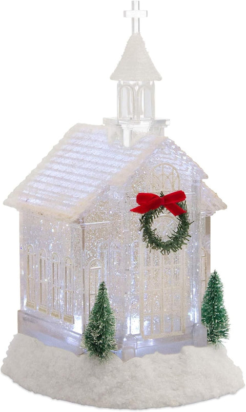 Church Snow Globe/Timer 10.5 inchesH Acrylic
