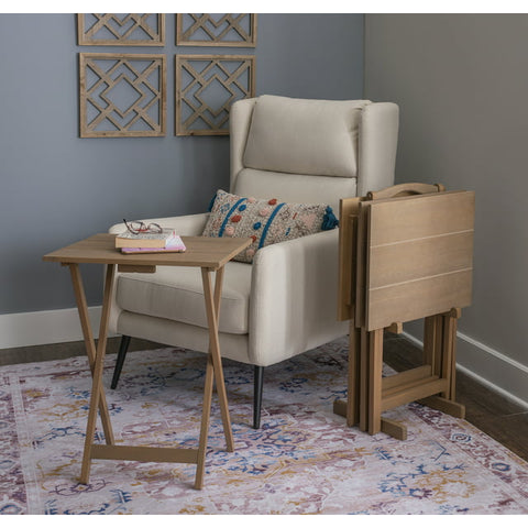 Oakestry Gray Acacia Tray Table Set