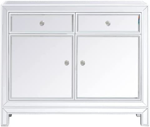 Elegant Decor 38 inch Mirrored nightstand in White