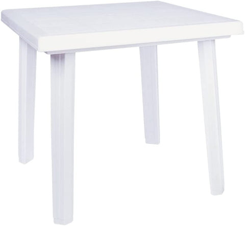 Oakestry Cuadra 31&#34; Square Resin Patio Dining Table in White, Commercial Grade