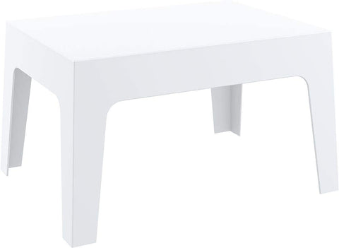 Oakestry Box Resin Patio Coffee Table in White, Commercial Grade