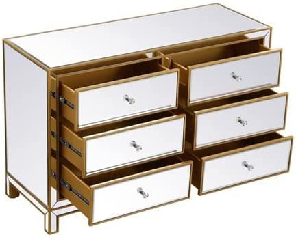 Elegant Decor Dresser 6 Drawers 48In. W X 18In. Din. X 32In. H in Gold