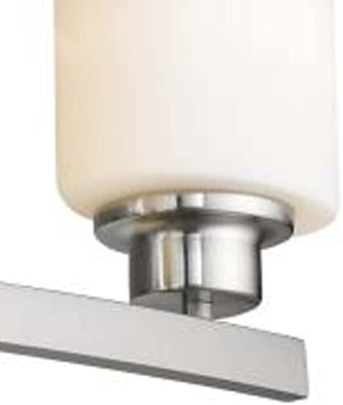Oakestry Contemporary 4 Light Brushed Nickel Bath Vanity Light Opal White Glass 32&#34; Wide