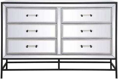 Elegant Decor 34 inch Mirrored 5 Drawers Chest in Black
