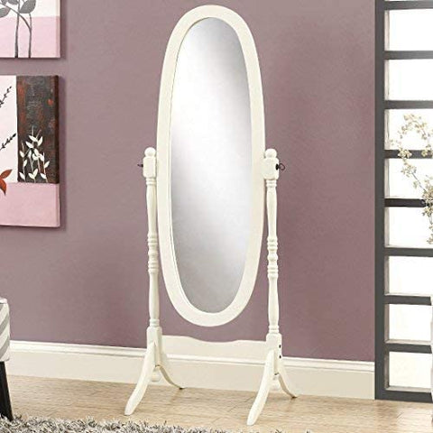 Oakestry Solid Wood Oval Cheval Mirror, Antique White