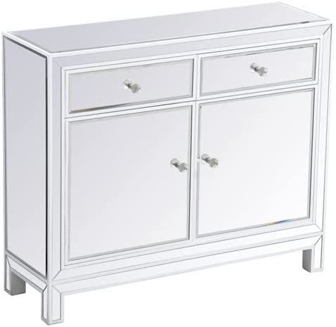 Elegant Decor 38 inch Mirrored nightstand in White