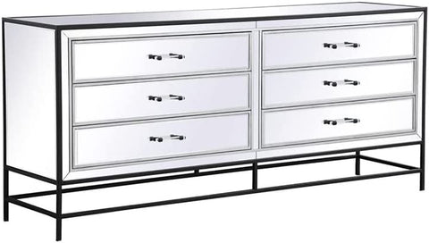Elegant Decor James 72 in. Mirrored six Drawer Chest in Black