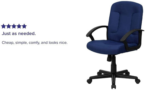 Oakestry Mid-Back Navy Fabric Executive Swivel Office Chair with Nylon Arms