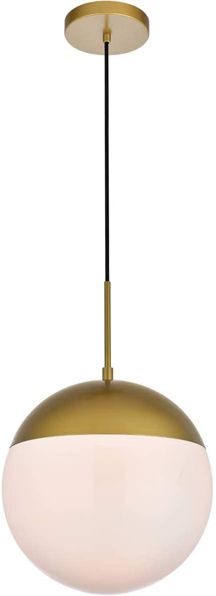 Oakestry Eclipse 1 Light Brass Pendant with Frosted White Glass