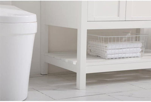 36 inch Single Bathroom Vanity in White with Backsplash
