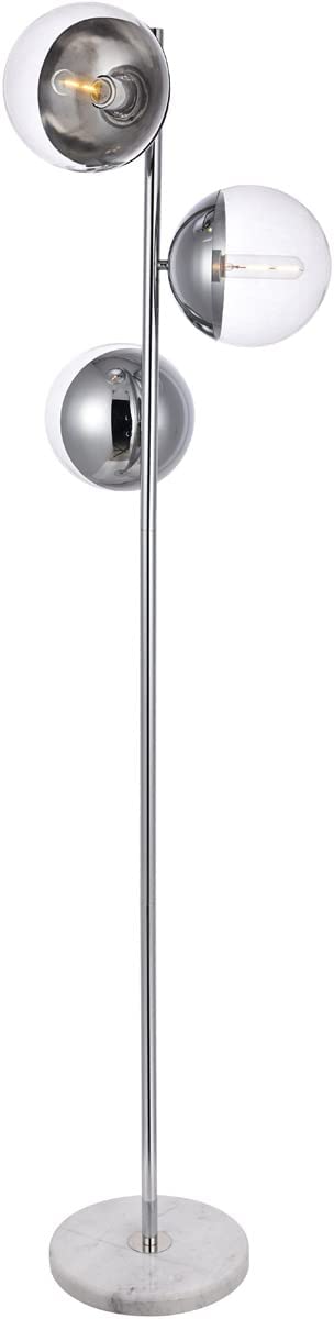 Living District Eclipse 3 Lights Chrome Floor Lamp with Clear Glass