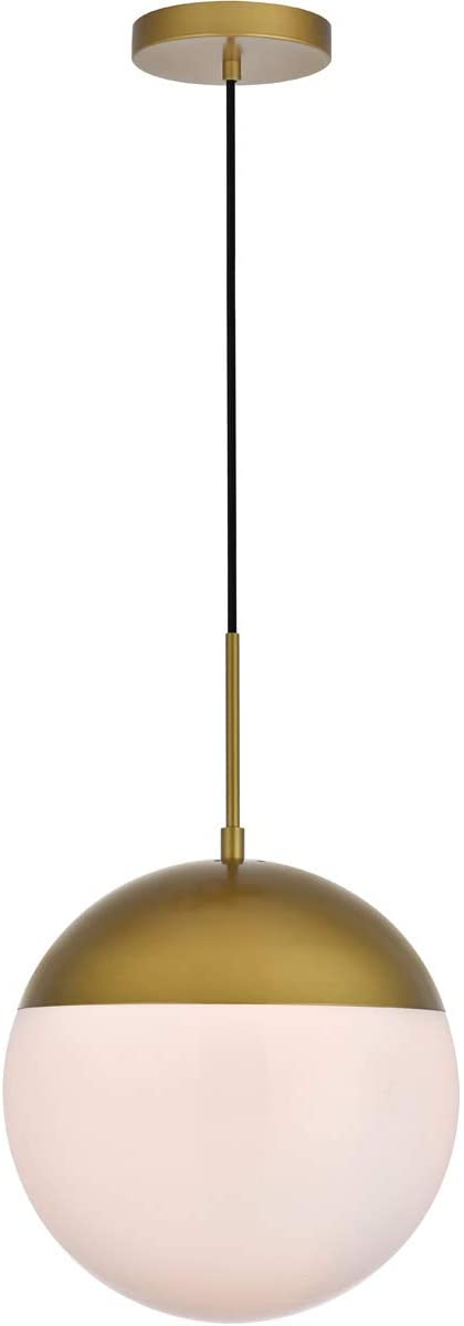 Oakestry Eclipse 1 Light Brass Pendant with Frosted White Glass