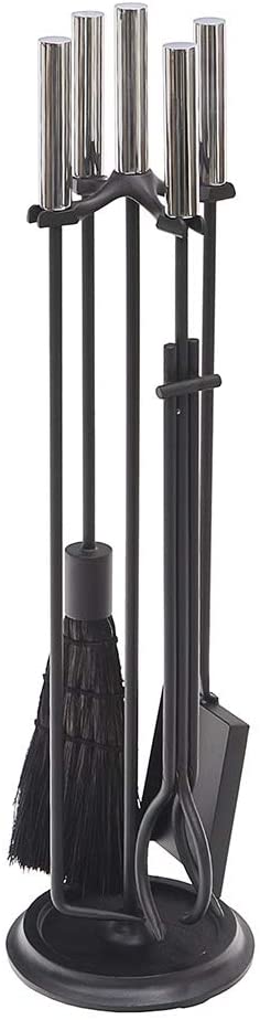 Oakestry Bedford Fireplace Tool Set, Chrome and Black