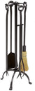 Oakestry English Country 5-piece Wrought Iron Fireplace Tool Set, Graphite