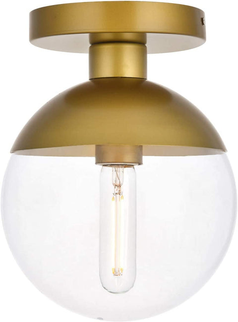 Oakestry Eclipse 1 Light Brass Flush Mount with Clear Glass