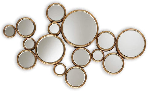 Oakestry Cassiopeia Modern and Contemporary Antique Gold Finished Bubble Accent Wall Mirror