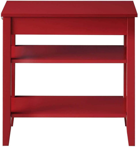 Oakestry American Heritage 1 Drawer Chairside End Table with Shelves, Cranberry Red