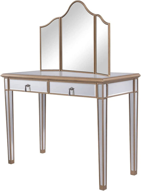 Elegant Decor Vanity Table 42 in. x 18 in. x 31 in. and Mirror 39 in. x 24 in.