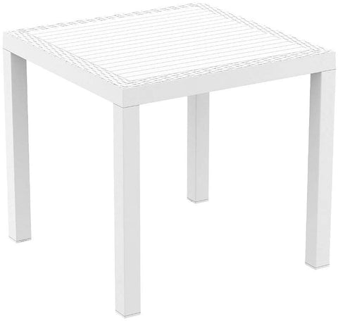 Oakestry Orlando 31&#34; Resin Square Patio Dining Table in White, Commercial Grade