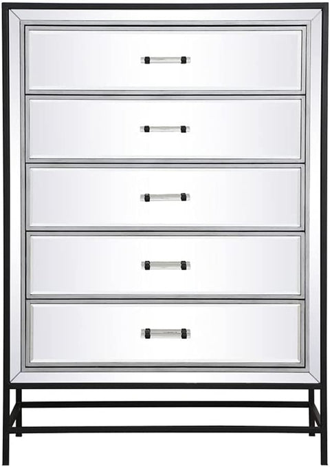 Elegant Decor 48 inch Mirrored 6 Drawers Chest in Black