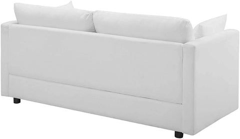 Oakestry EEI-3044 Activate Contemporary Modern Fabric Upholstered Apartment Sofa Couch In White