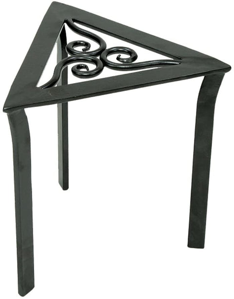 Oakestry Triangular Trivet Wrought Iron Plant Stand, Graphite