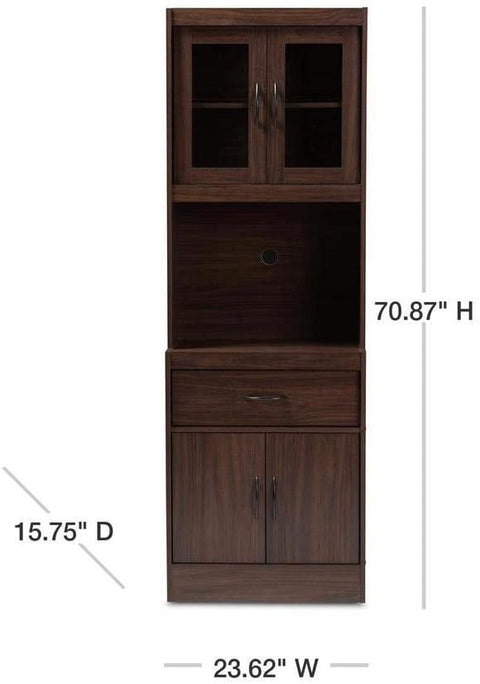 Oakestry Laurana Modern and Contemporary Dark Walnut Kitchen Cabinet and Hutch