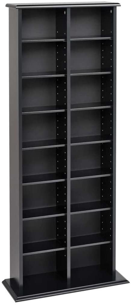 Oakestry Double Media (DVD,CD,Games) Storage Tower, Black