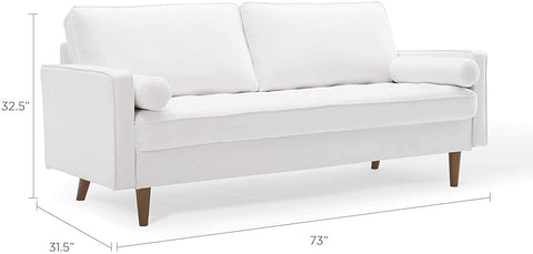 Oakestry Valour Performance Velvet Upholstered Tufted Sofa, White