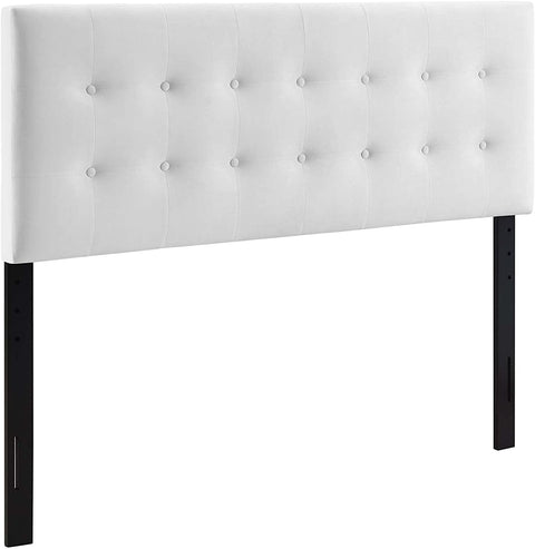 Oakestry Emily Full Biscuit Tufted Performance Velvet Headboard, White