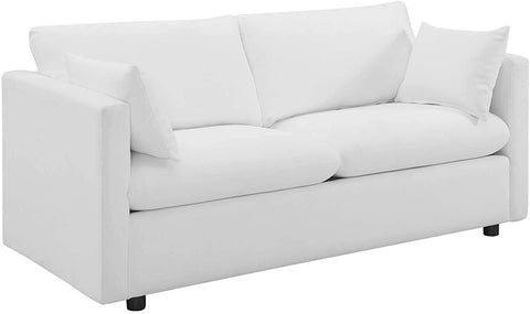 Oakestry EEI-3044 Activate Contemporary Modern Fabric Upholstered Apartment Sofa Couch In White
