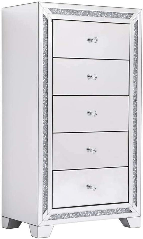 Elegant Decor 25.5 in. Crystal Mirrored 5 Drawer Cabinet