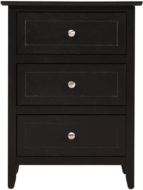 Oakestry 3 Drawer Nightstand, Black