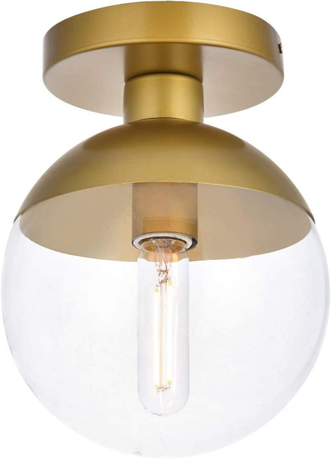 Oakestry Eclipse 1 Light Brass Flush Mount with Clear Glass